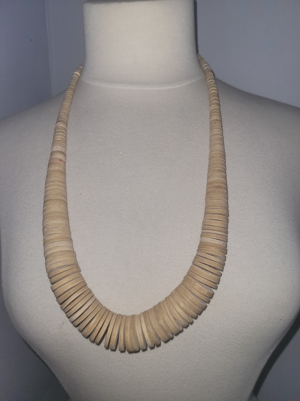 Natural Beige Heishi Disk Necklace - Women's Jewelry